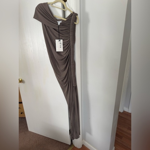 Alaïa Black Pipe Asymmetric One Shoulder Jersey Maxi Dress Evening NWT - Picture 8 of 14